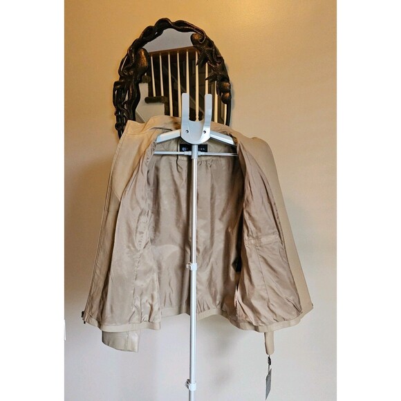 Kenneth Cole Vintage Y2K Tan Leather Fitted Zip Moto Jacket Womens Sz L New NWT - Picture 3 of 6